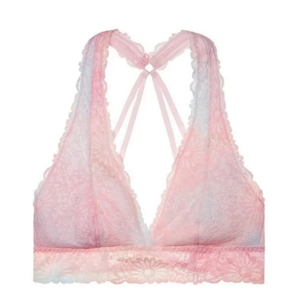 LAST DAY! Victoria's Secret PINK Wildflower Tie Dye Strappy Lace Bralette- NWOT - Picture 6 of 9